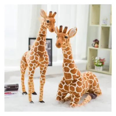 (as the picture, 140cm) 60-120cm Simulation Giant Size Giraffe Plush Toys Stuffed Animal Soft Re