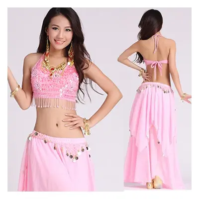 (pink, One Size) 2pcs Set Women Belly Dance Costumes For Adult India Stage Gypsy Costumes Woman 