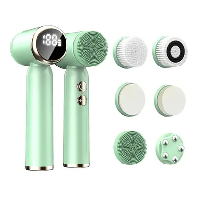 (green) Led Electric Facial Cleansing Brush In Face Cleaner Blackhead Removal Pore Clean Skin Re