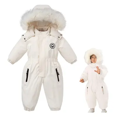 (white, 100cm) Winter Baby Clothes Thicken Warm Snowsuits For Baby Girl Boy Hooded Jackets Water