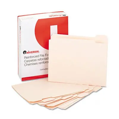 Universal File Folders- 1/5 Cut Assorted- Two-Ply Top Tab- Letter- Manila- 100/Box