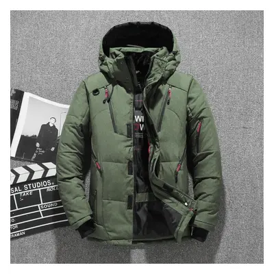 (green, 62-70KG) Male White Duck Down Jacket New Warm Hooded Men&apos;s Thick Puffer Coat Mens C