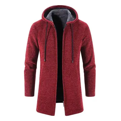 (burgundy, XL) Autumn And Winter Cashmere Men&apos;s Cardigan Chenille Outer Sweater Sweater Swe