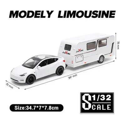 (white, 1/32-Size:34.7*7.8*7cm) 1/32 Scale Tesla Model Y Caravan Metal Diecast Alloy Toy Car Mod