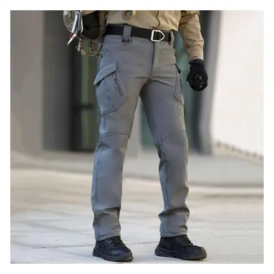 (grey, S) Winter Soft Shell Military Tactical Pants Men Waterproof Warm Fleee Lined Cargo Pants 