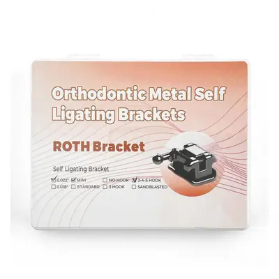 (as the picture, Roth.022 Hook 345) Dental Brackets Orthodontic Brace Passive Self Ligating Mesh