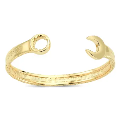 Jewelco London Kids Solid 9ct Gold Heavy Weight Carved Spanner Wrench Baby Bangle Bracelet - JKB