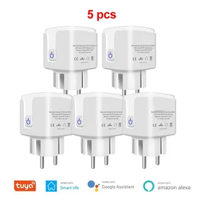 (as the picture, Pcs) Tuya Smart Wifi Plug 20a Eu Smart Socket Outlet With Power Monitor Timer F