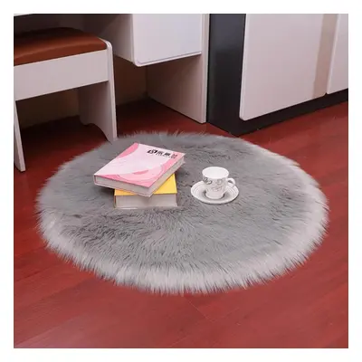 (grey, 90cm) Shaggy Round Imitation Australian Wool Carpet, Home Decorative Carpet, Floor Mat, F