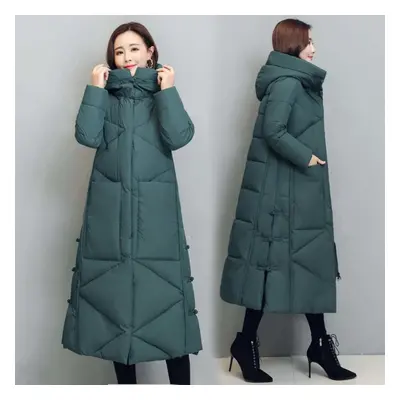 (green, 2XL) Women Hooded Jackets Long Outerwear Female Parkas Base Coats Women Cotton Thick Cas