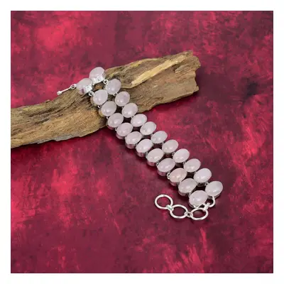 (pink, Adjustable with inches) Rose Quartz Handmade Latest Design Jewelry Bracelet, Solid Sterli