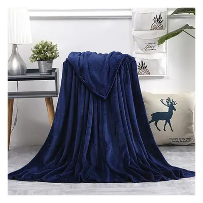 (navy blue, 200x230cm) Home Solid Color Flannel Weighted Blanket Super Warm Soft Solid Throw Bla