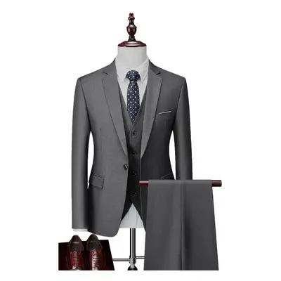 (slate gray, 165-S) Men&apos;s Three Piece Business Suits Gentlemen Wedding Bridegroom Party Sol