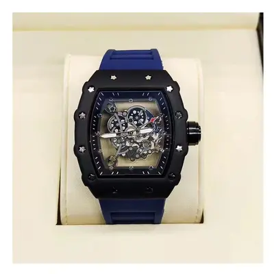 (Blue) Richard 3-pin transparent bottoming full function men's watch top brand luxury watch men'