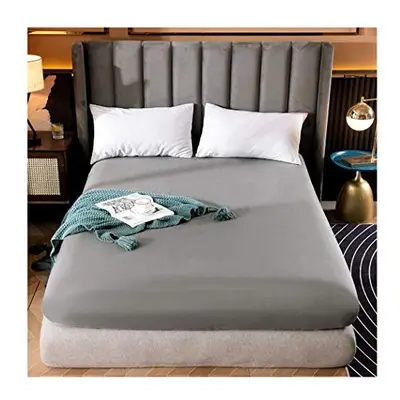 Fitted Bed Sheet only ?Grey?Mattress Cover 1000TC Ultra Soft Touch Silk Like Satin Breathable Lu