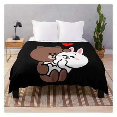 Fleece Throw Blanket Brown bear cony bunny rabbit love me tender for Sofa Couch Kids x Inches