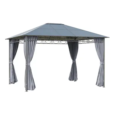 Outsunny x 3.6m Hardtop Gazebo for Garden Party w/ Polycarbonate Curtains