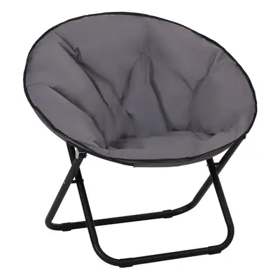 Outsunny Folding Saucer Moon Chair Oversized Padded Seat Round Oxford Grey