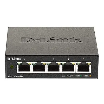 D-Link DGS-1100-05V2 5-Port Gigabit Smart Managed Switch with VLAN support, layer features, QoS,