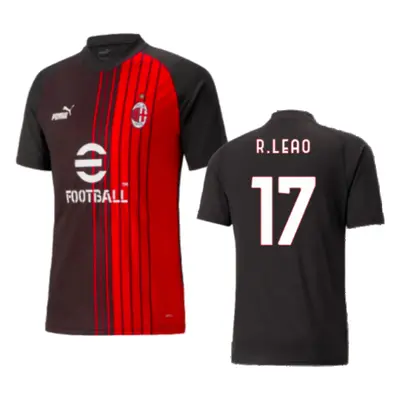 (XXL) AC Milan Pre-Match Jersey (Black-Red) (R.LEAO 17)