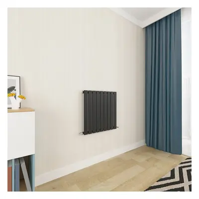 (600x612mm Single) Horizontal flat radiator black all sizes