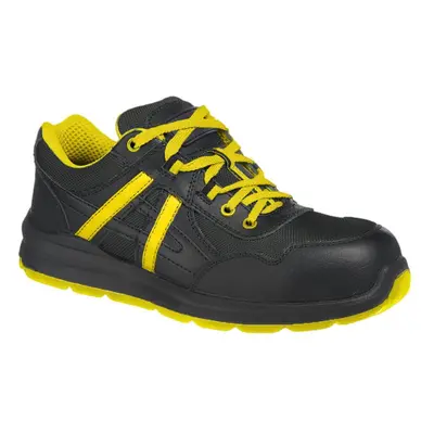 (12 UK, Black/Yellow) Portwest Unisex Adult Mersey Leather Safety Trainers