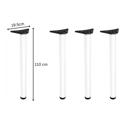 (4 Table Legs, mm) Adjustable Leg Worktop Support Table White