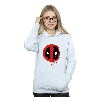 (XL, Heather Grey) Marvel Womens/Ladies Deadpool Split Splat Logo Hoodie