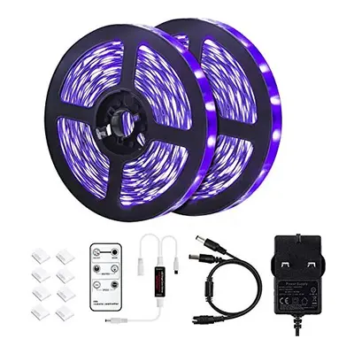 33ft UV LED Black Lights Strip Kit with Remote Control, Units Lamp Beads, 12V/3A Flexible Blackl