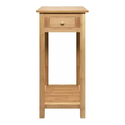 Bamboo Wood Tall Side Bedroom Living Room End Table with Drawer Shelf Nightstand