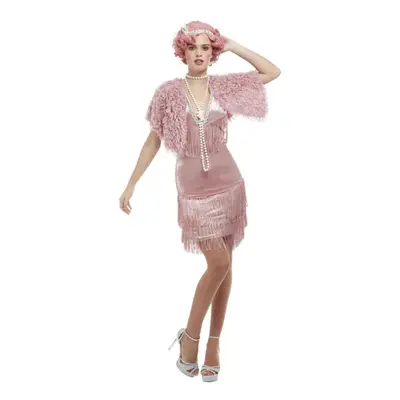 (M, Pink) Smiffys Womens/Ladies Deluxe 20s Vintage Flapper Costume Set