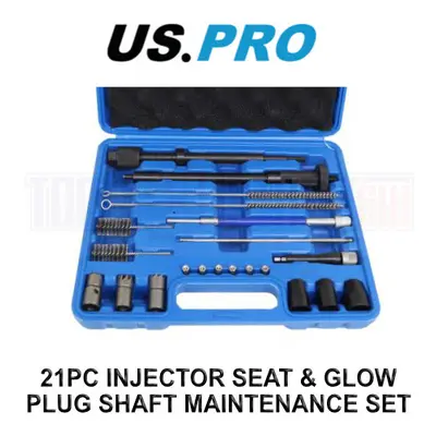 US PRO Tools 21pc Injector Seat & Glow Plug Shaft Maintenance Set Reamers