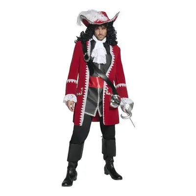 (M, Red/Black/White) Smiffys Mens Deluxe Authentic Pirate Captain Costume Set