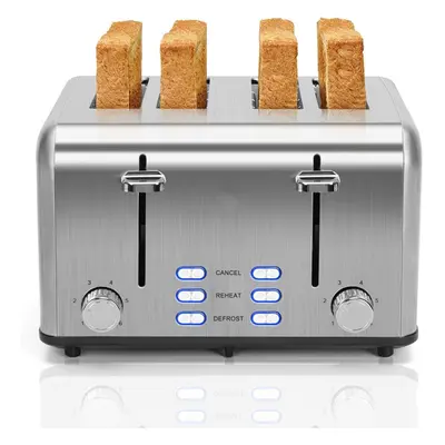 (4-Slice) Slice Stainless Steel Toaster with Independent and Extra-Wide Slots, High Lifting, Def