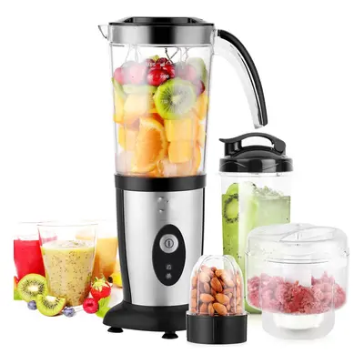 (1.25L-One gear, Silver-1.25l-button) Jug Blenders, 5-in-1 Blender Food Processor, Small Mini Po