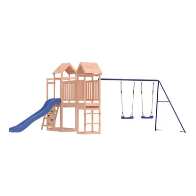 (solid douglas wood) vidaXL Playhouse Play Frame with Slide Swings Rockwall Kids Solid Wood Pine