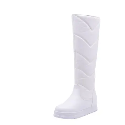 (white, 35) Women Boots Thigh High Snow Boots Winter Shoes Knee High Length Platform Chunky Boot