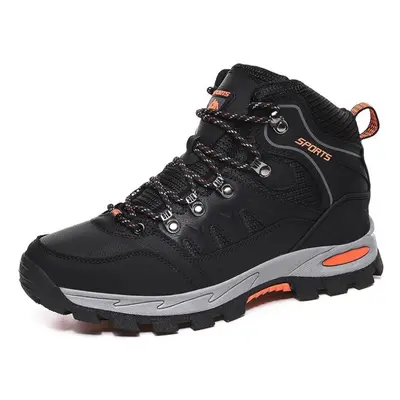 (black, 46) Spring And Autumn Mens High-top Outdoor Hiking Shoes Large Size Fashion Couple Shoes