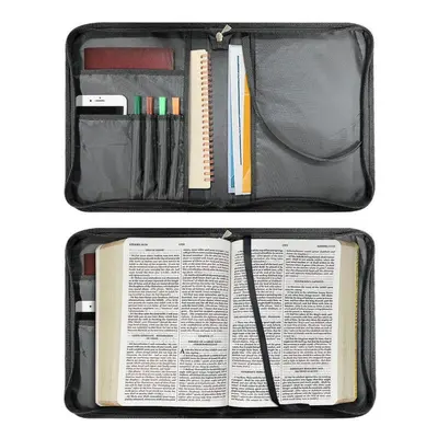 (L) Holy Bible Cover With Handle Durable Protective Carrying Church Scriptures Case Portable Fau