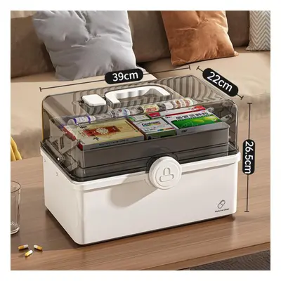 (white, 39*22*26.5cm) Medicine Box Household Large-capacity Medical Box Standing Medicine Sub-pa