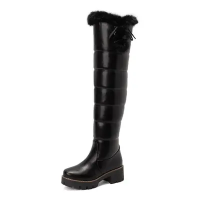 (black, 36) Women&apos;s High Heeled Boots, Fashionable And Warm Snow Boots, Thick Heeled Large 