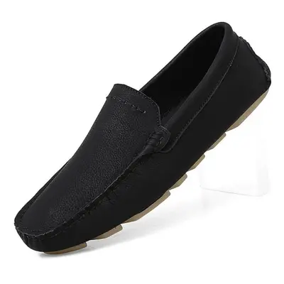 (black, 42) Plus Size Genuine Leather Shoes Men Loafers Comfortable Casual Shoes Men Flats Mocca