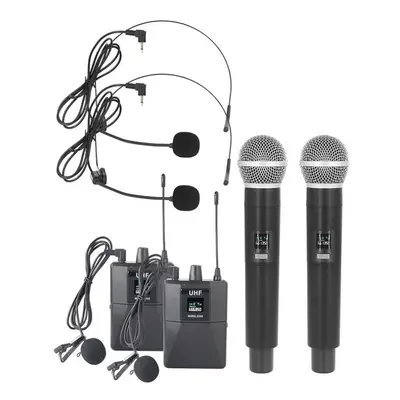 (black) Wireless Microphone Professional Uhf Wireless Mic System Handheld Dual Microphone With R