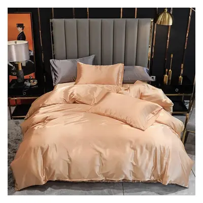 (camel, 168*229cm) Colors Luxury Imitation Silk Bedding Set Pcs/ Set Duvet Cover & Pillowcase Se