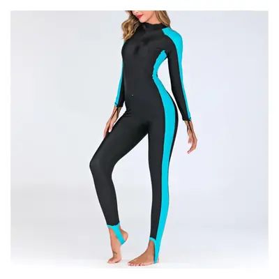 (blue, XXL) Margot Women Plus Swimsuit Long Sleeve Wetsuit Sun Protection Suit Jellyfish Suit