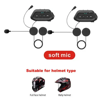 (2 PCS Soft Mic) Lx2 Bluetooth Motorcycle Helmet Headset Headphone With Mic For Rider Bluetooth 