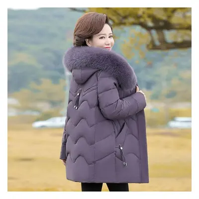 (purple, 5XL recommends 155-82.5 kg) Women/ladies Medium And Long Cotton-padded Clothes Middle-a