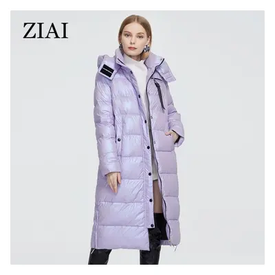 (soap, M) Women&apos;s Cotton Coat Ziai Long Warm Parka Bright Fabric Hooded Zr-9510