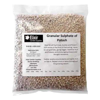 (Bag, 25kg) Elixir Gardens | Granular Sulphate of Potash/Potassium Sulphate | Fruit & Berries Fe