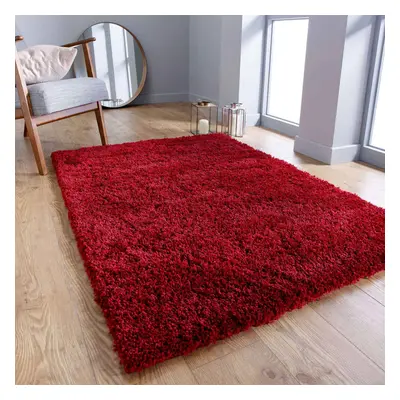 (Red, x cm) Fluffy Plain SHAGGY Rugs Thick 5cm Shag Pile Small Big Large Living Room Rug Bedroom